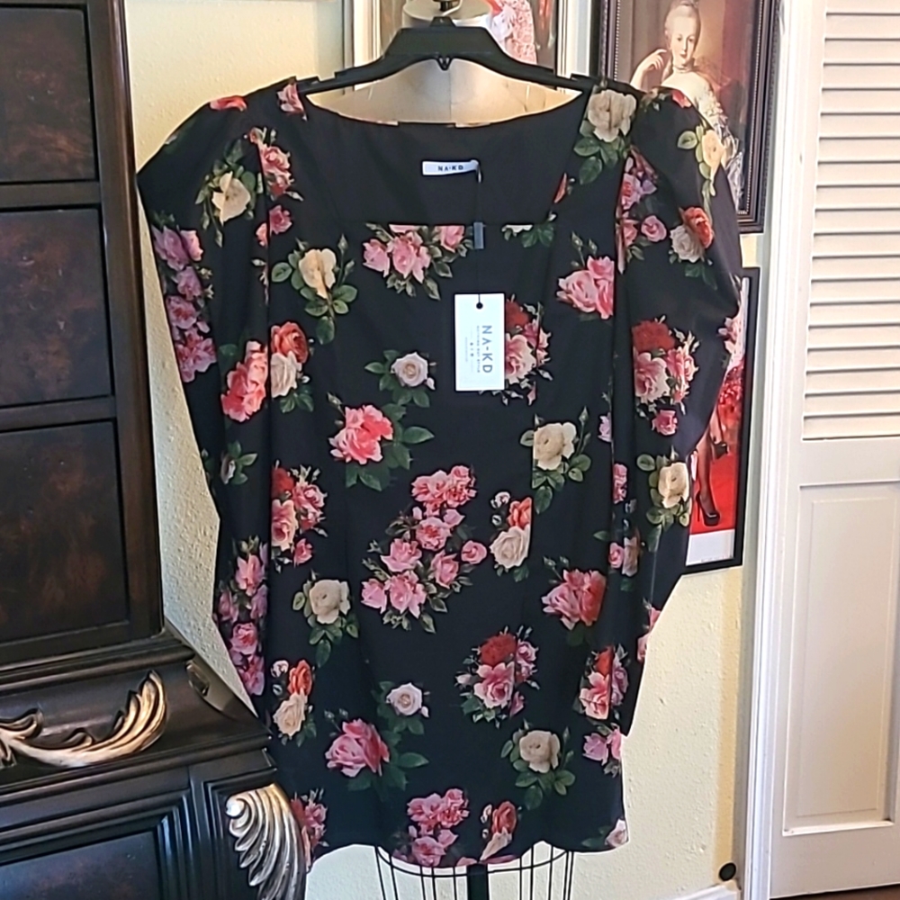 Floral puff shoulder dress from NA KD. Nordstrom.